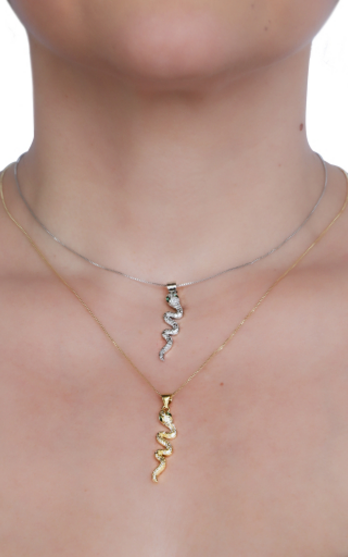 Serpentine Necklace with Jeweled Eyes